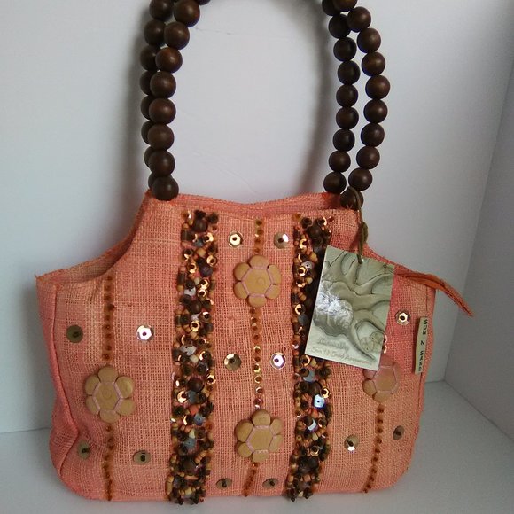 Sun & Sand Naturally Shoulder Bag Color Orange/ Brown NWT - Picture 5 of 9